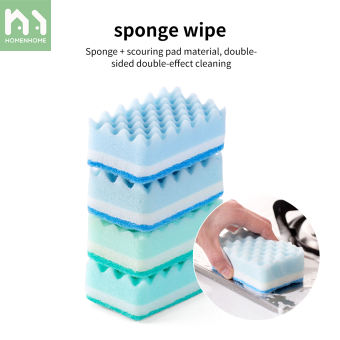 Homenhome 4 Cái/bộ Phòng Tắm Nhà Bếp Stong Làm Sạch Cọ Rửa Pad Mật Độ Cao Làm Sạch Miếng Bọt Biển Vải Rửa Chén Miếng Bọt Biển