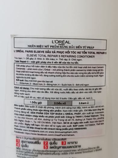 Dầu Gội - Xả - Ủ Phục Hồi Tóc LOreal Total Repair