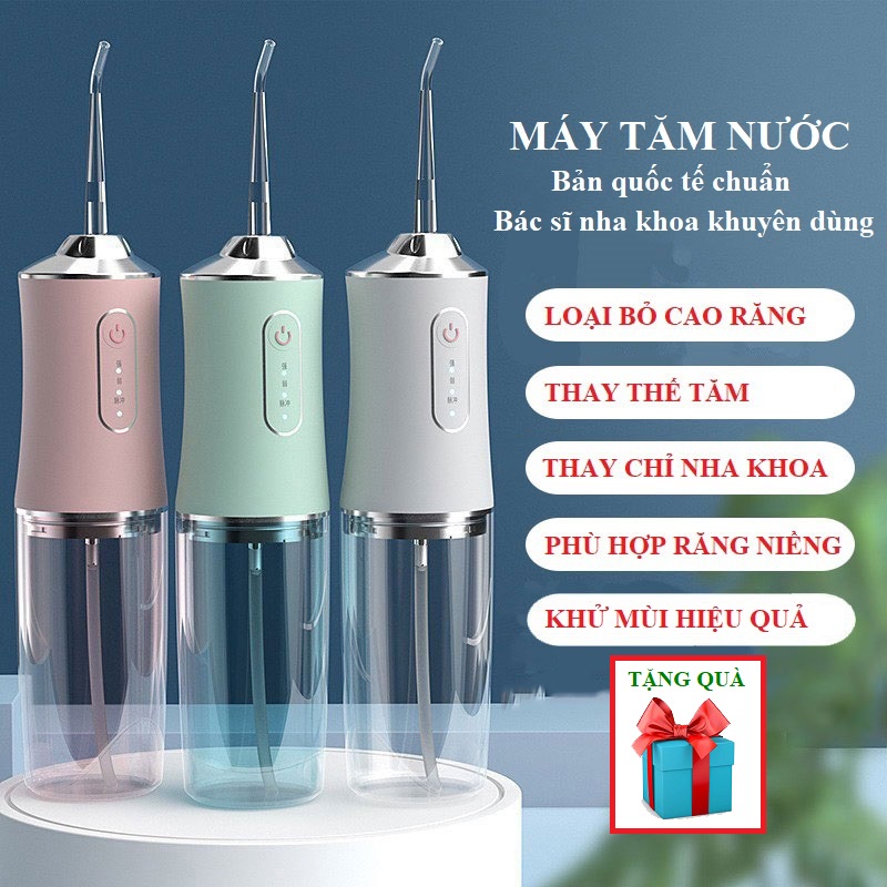 Máy Tăm Nước Cầm Tay Vệ Sinh Răng Miệng Oral Irrigator - Máy Xỉa Răng Nước 3 Cấp Độ Làm Sạch Sâu Chính Hãng, Bảo Hành 12 Tháng