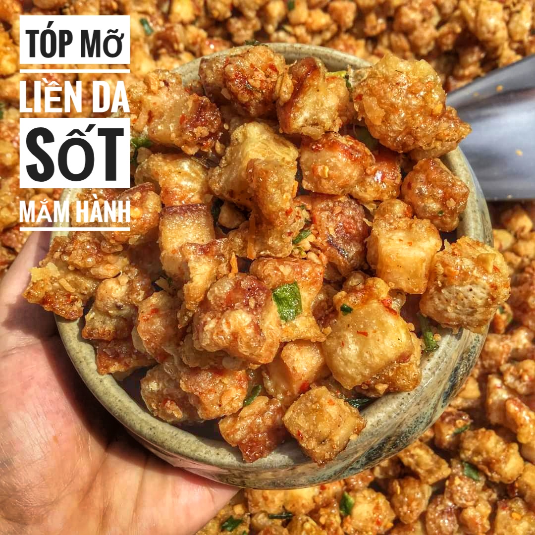 1kg tóp mỡ liền da rim mắm hành cực ngon- đồ ăn vặt