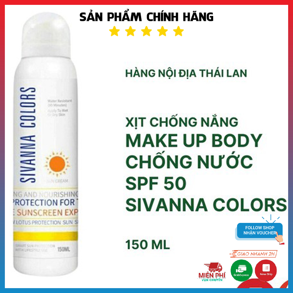 (Mẫu Mới) Kem Chống Nắng, Xịt Chống Nắng, Kem Chống Nắng Dạng Xịt Sivanna Colors 150ml - Chống Nước, Chống Tia Uv, Cân Bằng Độ Ẩm