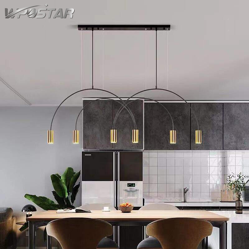 Nordic Minimalist Lines Arched Shape Chandelier Black and Gold Modern Restaurant Bar Hanging Lamp Vintage Spot Lights ราคา 1,708 บาท*ส่งฟรี