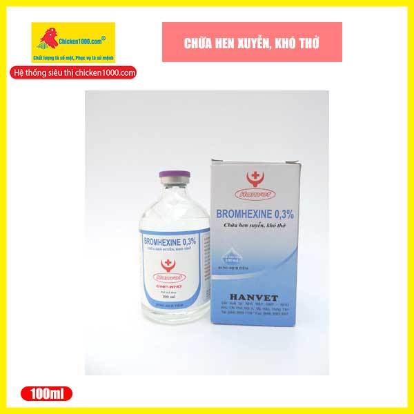 Thuốc Thú Y Bromhexin 0.3% Hanvet Giảm Ho, Long Đờm chai 100ml