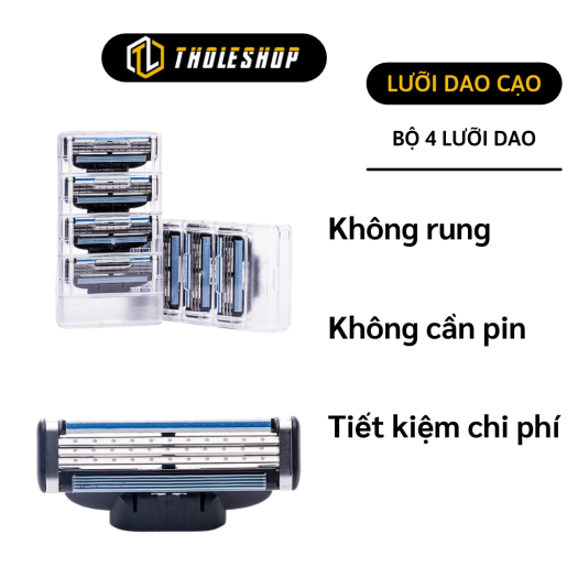 Dao cạo râu cho nam giới - Bộ 4 lưỡi dao cạo râu 3 lớp - Lưỡi dao cạo râu truyền thống - Lưỡi dao để làm sạch râu