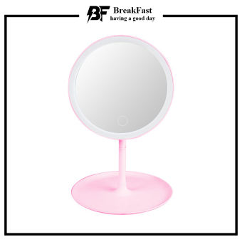 Gương tròn trang điểm để bàn có đèn LED, Đèn bàn cảm ứng 3 cấp độ ánh sáng, Cáp sạc USB