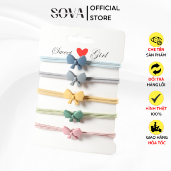 Dây cột tóc, thun buộc tóc hình nơ dành cho nữ, dây thun buộc tóc SOVA013