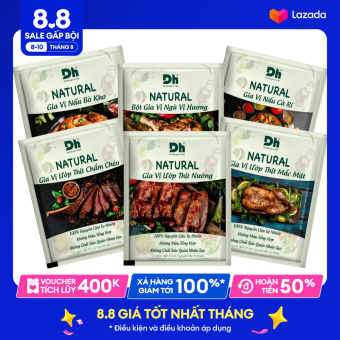 Combo 6 gói Gia vị Ướp Dh Foods (bao gồm gia vị ướp Ngũ vị hương, gia vị nấu Cà ri, gia vị nấu Bò Kho, gia vị Ướp thịt nướng, gia vị ướp thịt Chẩm Chéo, Mắc Mật)