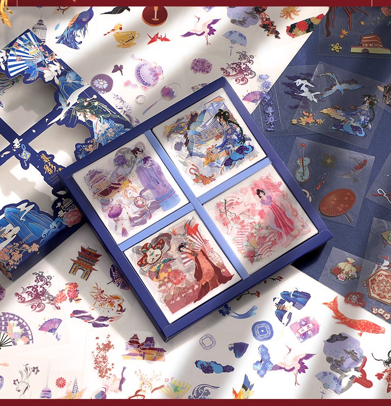 Set 10 tấm sticker chiết ngẫu nhiên từ hộp 100 sticker cổ trang- Khúc ca chạng vạng