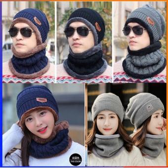 Mũ Len Thời Trang Cho Nam Nữ Kèm Khăn Quàng Cổ Có Lót Lông , nón mũ trùm đầu, Mũ len kèm khăn quàng cổ - Mũ len trùm đầu lót lông dày dặn cho nam và nữ phong cách hàn quốc mới