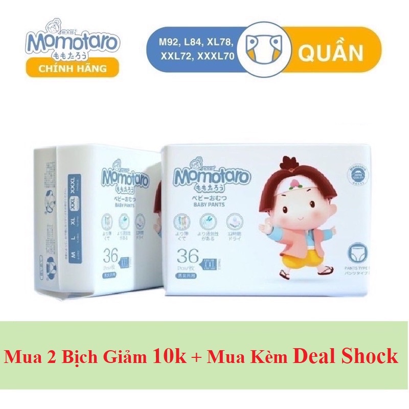 Bỉm Tã MOMOTARO dán/quần đủ size S56/M48/M46/L42/XL39/XXL36/XXXL35