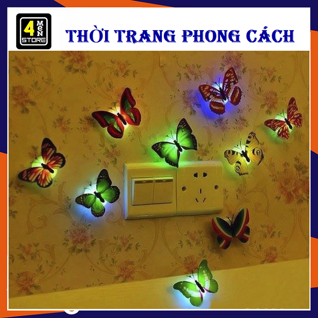Đèn Led 7 Màu Trang Trí Dán Tường Hình Bướm - Siêu Xinh - Đèn ngủ bướm phát sáng trang trí tường