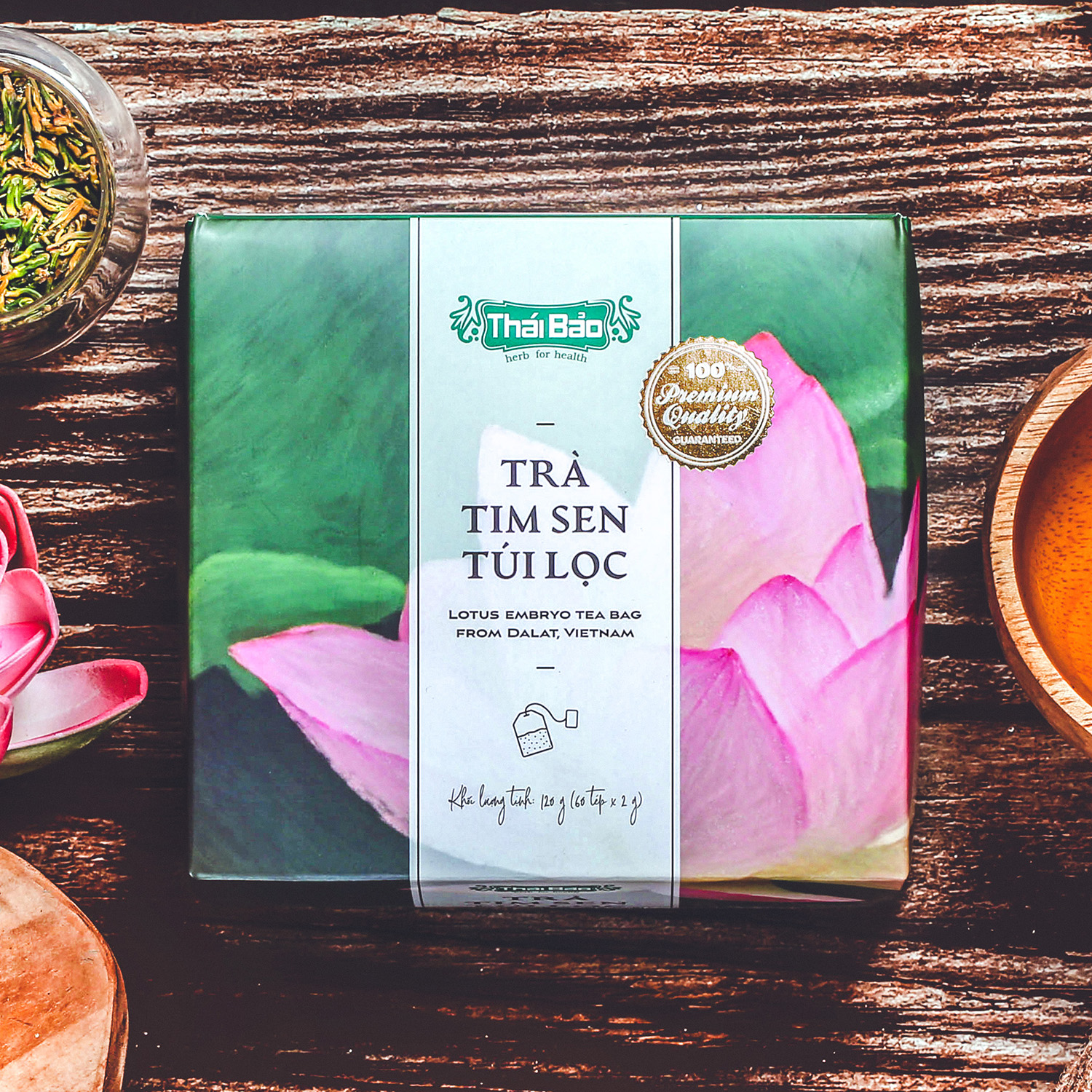 Trà tim sen túi lọc Thái Bảo 60 tép hộp mẫu pastel art