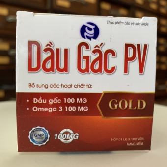 Dầu Gấc Gold PV Lọ 100 viên - Giúp sáng mắt - Giảm quáng gà - mỏi mắt - Châu Ngân Pharma