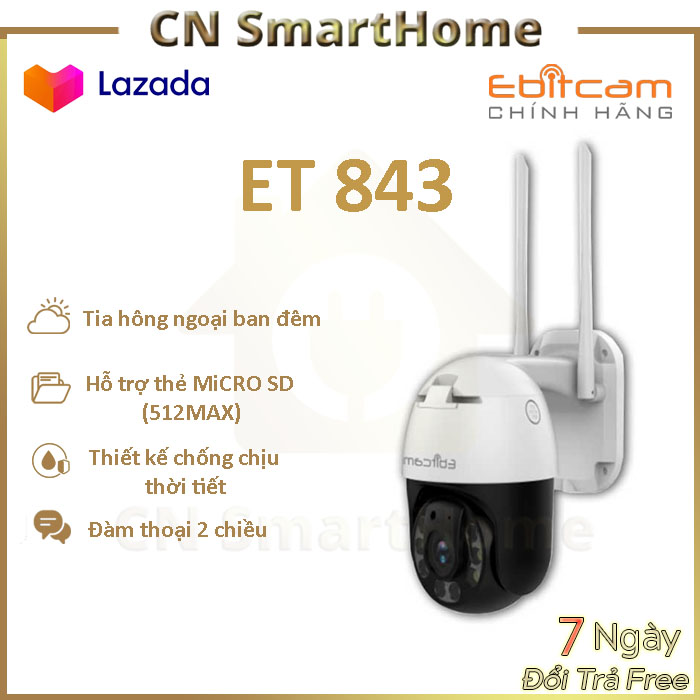 Camera et 843 ebitcam-có màu ban đêm-tiêu chuẩn ngoài trời ip67-công nghệ smarthome