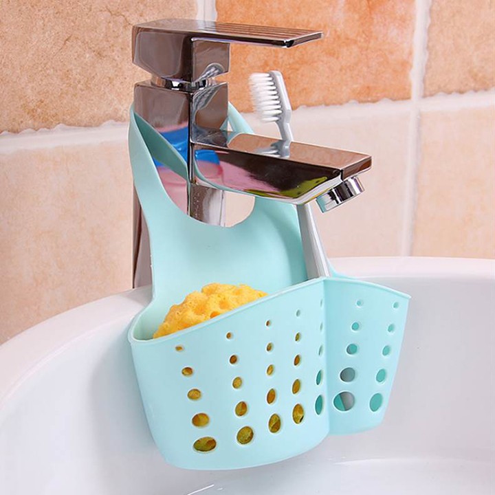 Giỏ Nhựa Dẻo Đựng Lưới Rửa Chén, Cọ Xoong, Xà Bông Treo Bồn Rửa Chén Bát, Nhà Tắm (Màu Ngẫu Nhiên)