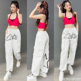 Set Quần Jogger Túi Hộp Kết Hợp Áo Bra Tập Zumba, Dancesport, Tập Gym , Yoga, Aerobic, Picnic, Dã Ngoại Huno Sport