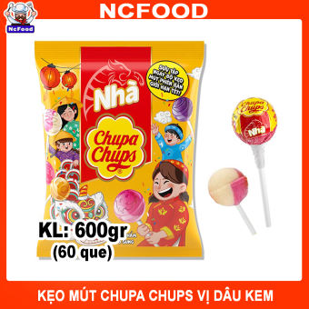 Kẹo Mút Chupa Chups Vị Dâu Kem 600gr  (NCFOOD)