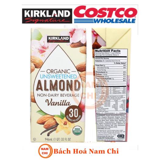 Sữa Hạnh Nhân Kirkland Organic Unsweetened Almond 946ml - Chính Hãng Mỹ