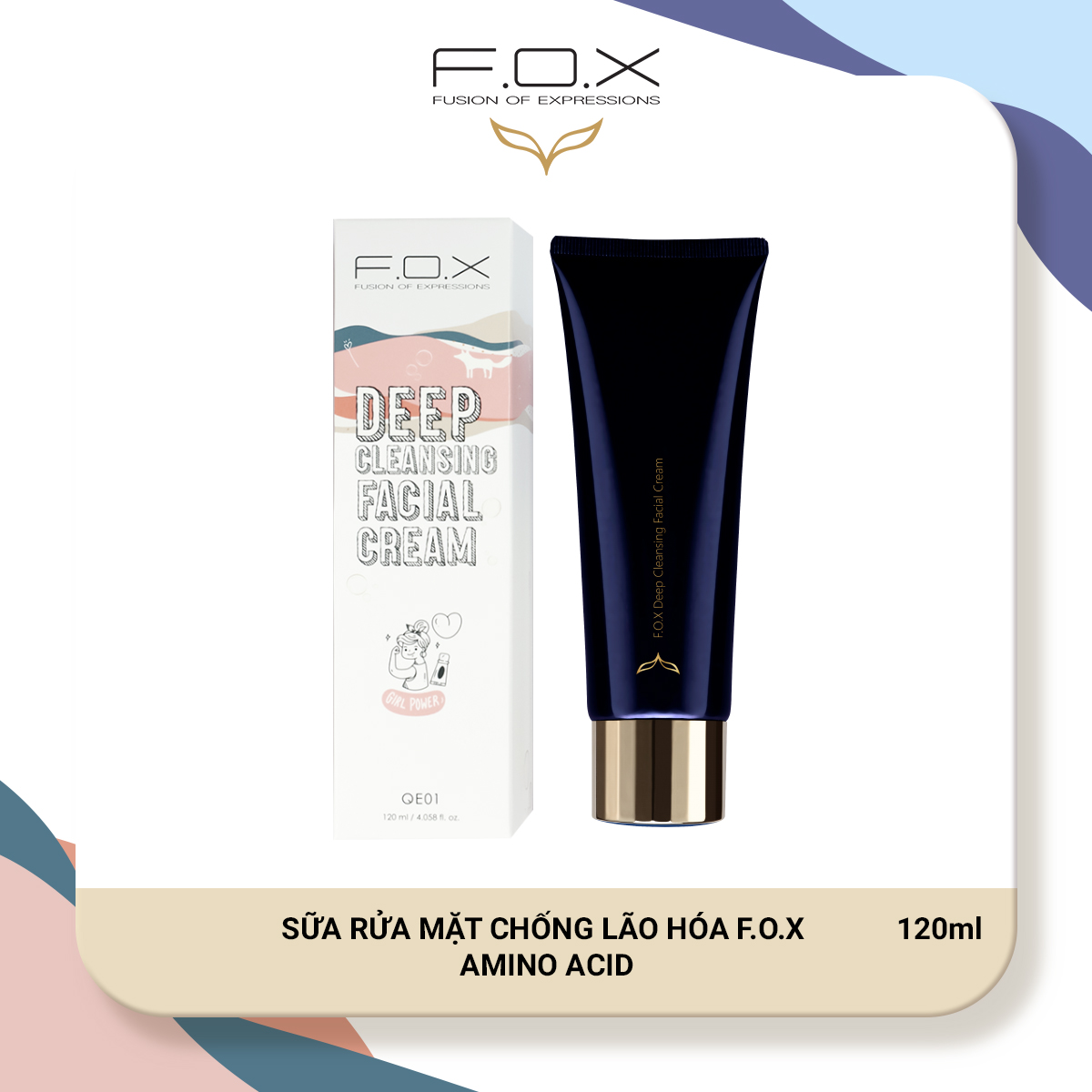 Sữa rửa mặt chống lão hóa fox amino acid fox 120ml - fox mỹ phẩm thiên nhiên