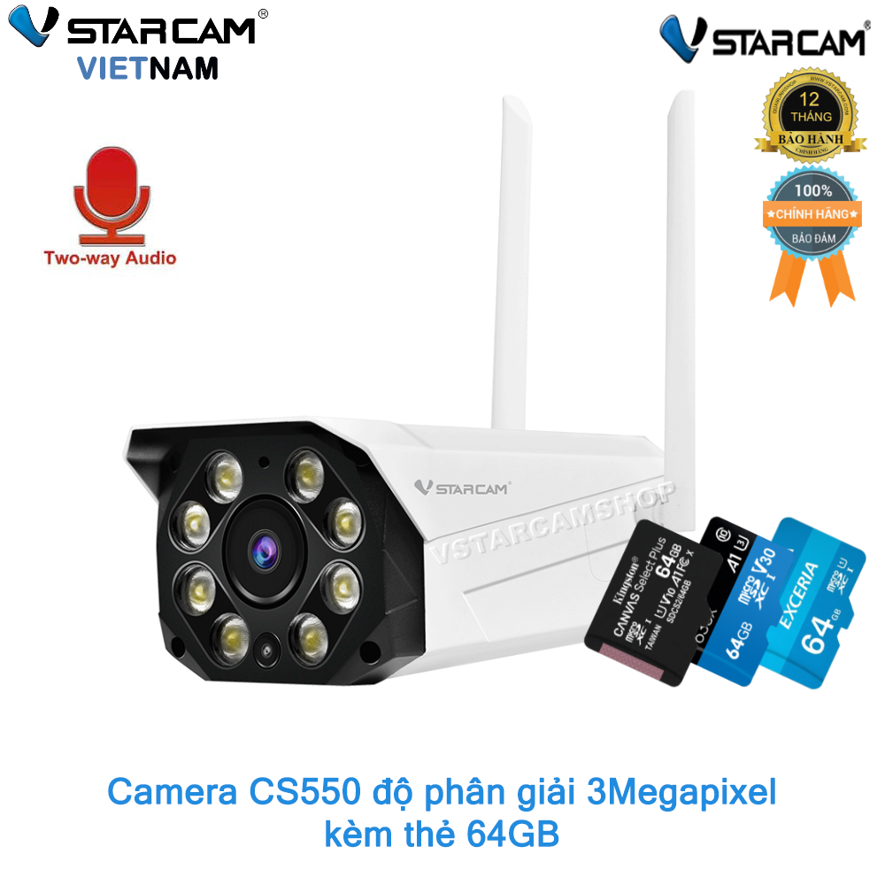 Camera ngoài trời Vstarcam CS550 Full HD 1296P, tích hợp AI
