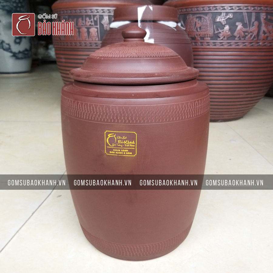 Hũ sành đựng gạo cao cấp 20kg - gốm sứ Bảo Khánh Bát Tràng - thùng gạo cao cấp, thùng đựng gạo thông minh