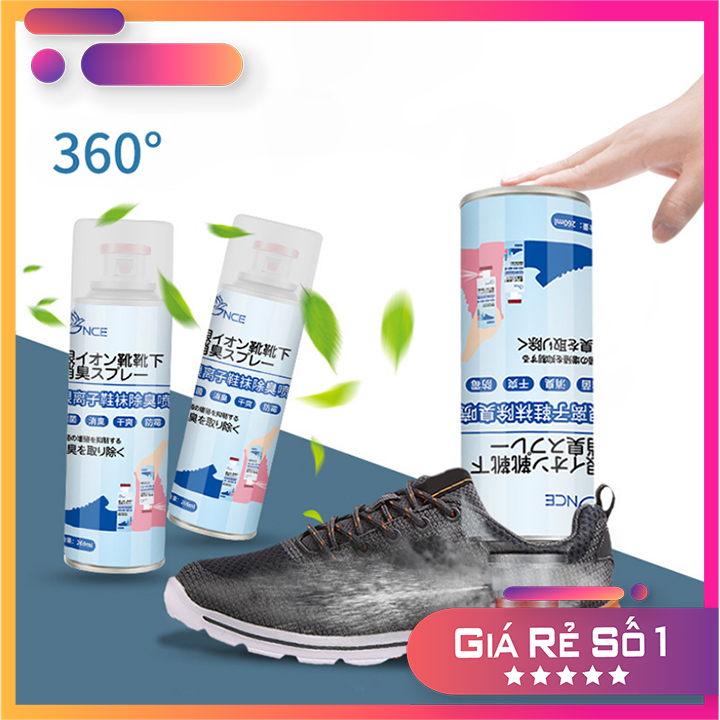 Chai xịt hôi chân Nhật bình sịt hôi chân khử mùi giày công nghệ Nano Bạc mùi dịu nhẹ 260ml đánh bay mùi hôi dép chân tủ