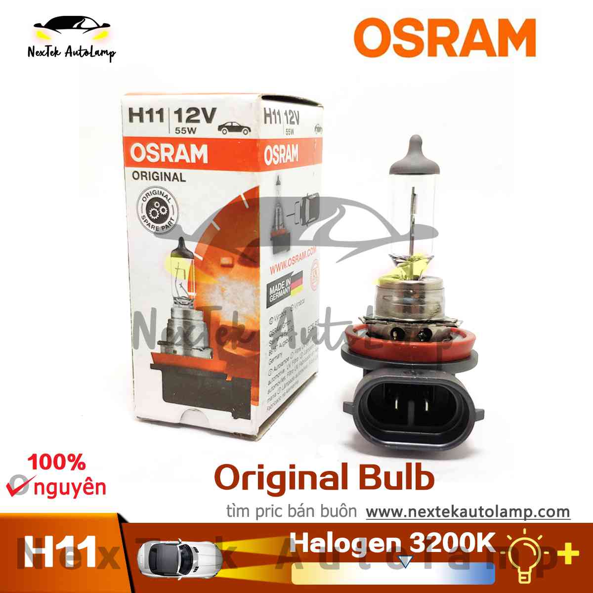 Osram h11 12v 55w pgj19-2 3200k 64211 bóng đèn dây gốc halogen đèn pha tự động oem chất lượng 64211