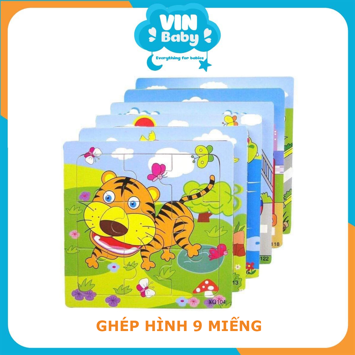 Ghép hình 9 miếng - tranh ghép hình cho bé, puzzle, nhiều miếng VinBaby