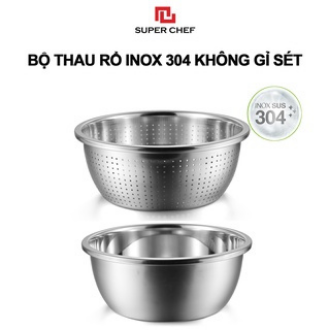 Bộ Thau Rổ Inox 304 Super Chef Dày, Sáng Bóng Siêu Bền Bỉ SC_BB61