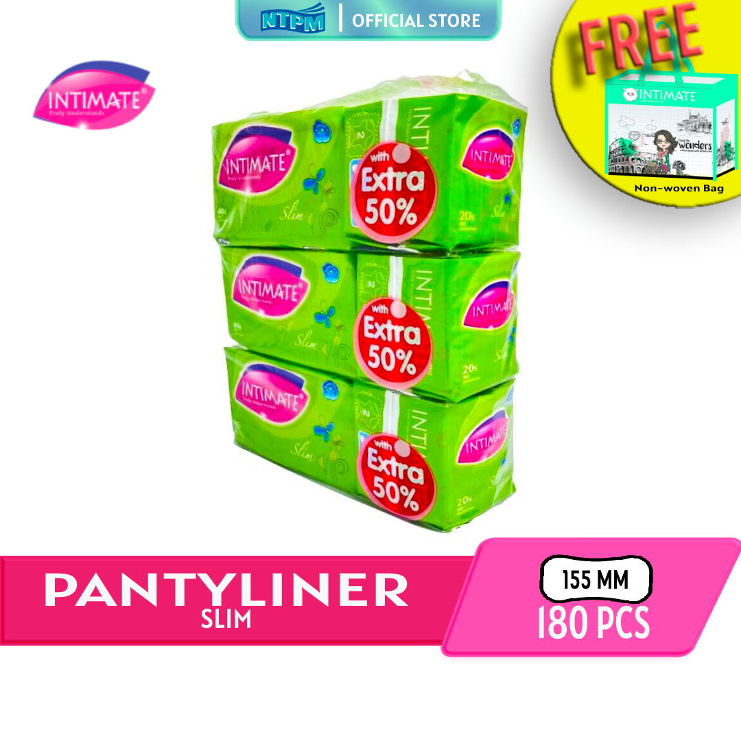 Intimate Pantyliner Slim (40's Free 1 pkt Pantyliner 20's On Pack (Set of 3)) - FREE Intimate Environment Bag