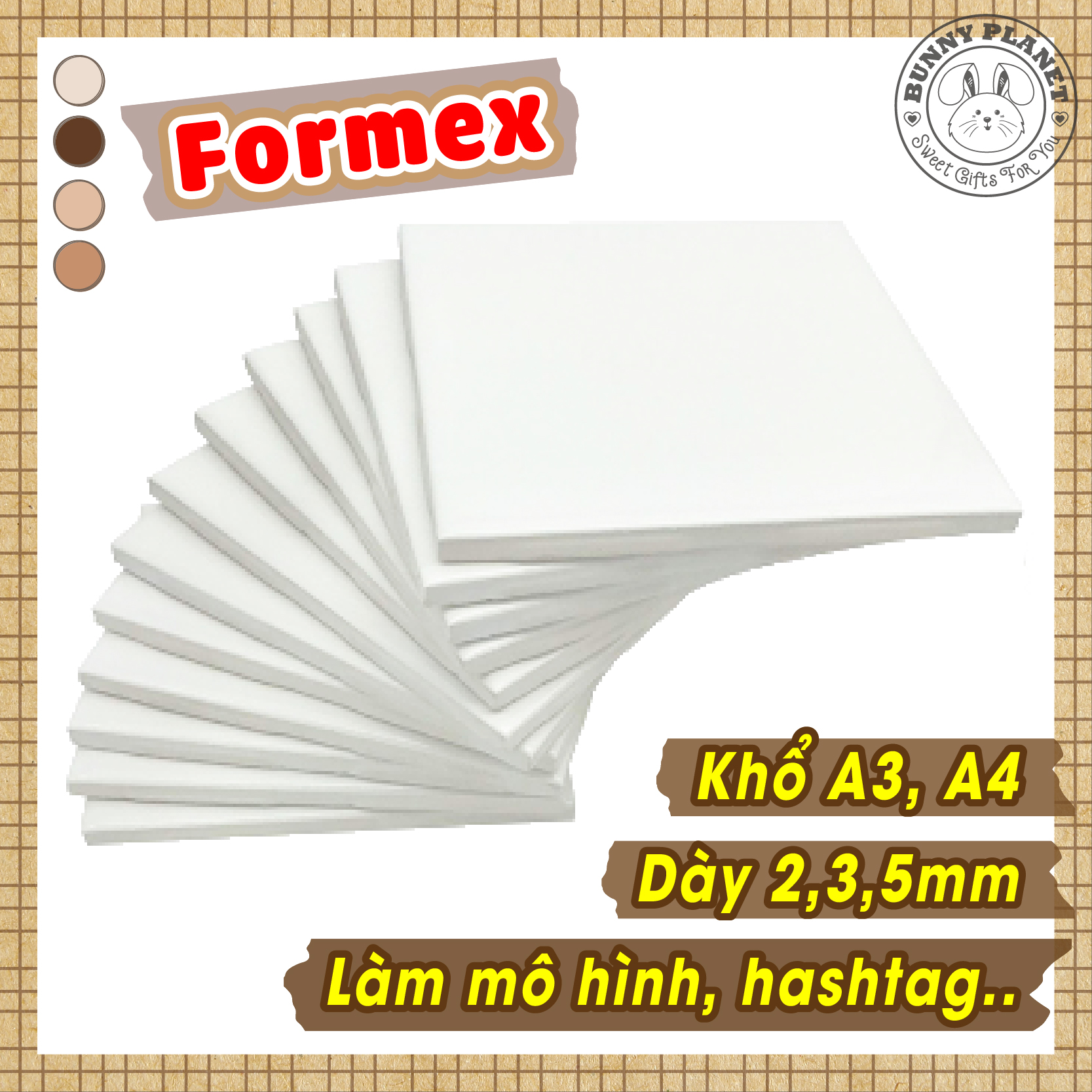 Bìa fomex mô hình dày 3mm, 5mm kích thước a3, a4, a5 15x20, 20x30cm, 30x40cm cắt sẵn - bunny planet
