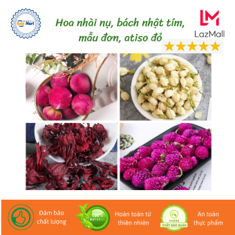 Trà hoa sấy khô robimart đẹp da (hoa nhài nụ, mẫu đơn, bách nhật tím, atiso đỏ)