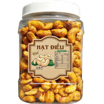 HẠT ĐIỀU RANG TỎI ỚT  HŨ VUÔNG 500.GRAM