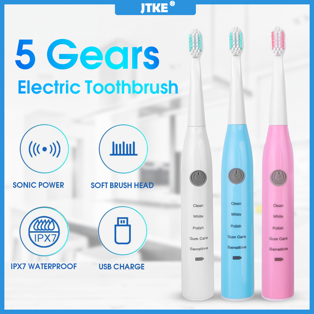 JTKE Máy Tăm Nước Nha Khoa Cầm Tay Bàn Chải Đánh Răng Sóng Âm Điện Bàn Chải Đánh Răng Siêu Âm Sạc USB