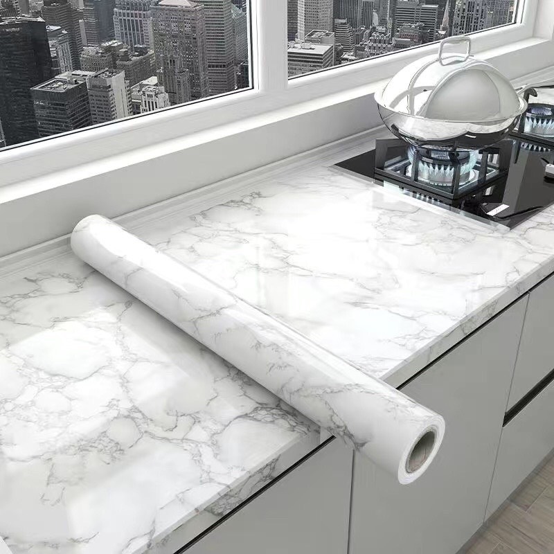 Giấy dán bếp decal giả vân đá 3D chịu nhiệt chống dầu mỡ dễ lau chùi - Trang trí Hưng Chiếu