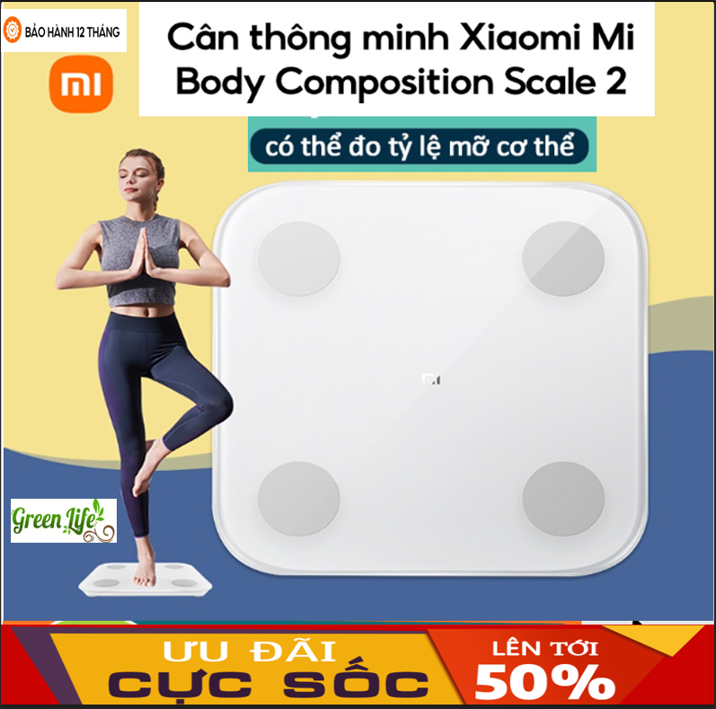 Cân điện tử sức khỏe thông minh xiaomi kết nối bluetooth smart scale with bluetooth,body fat scale phân tích 12 chỉ số cơ thể cân sức khỏe gia đình đo độ béo mỡ lượng nước cơ bắp mặt kính cường lực chịu tải trọng 180kg chắc chắn sử dụng bền bỉ