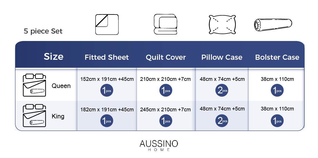 Aussino COOLING TENCEL™ Jewel Pure Luxus-Bettwäsche-Set, 5-teiliges Set