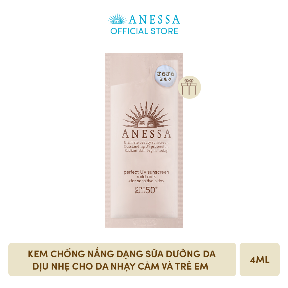 GIFT- Kem chống nắng dạng sữa dưỡng da dịu nhẹ cho da nhạy cảm ANESSA Perfect UV Sunscreen Mild Milk SPF 50+ PA++++ 4ml