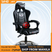 Ergonomic Gaming Chair with Massage System and Silent Rollers