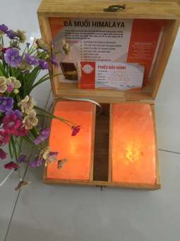 Hộp đá muối Himalaya massage chân đá đôi (loại 2 viên đá bao đẹp)+Tặng 2 bóng đèn và 1 bịch muối tắm 300gr -Tặng ngay 1 hộp muối ăn Himalaya 500gr khi mua 3sp trở lên!!