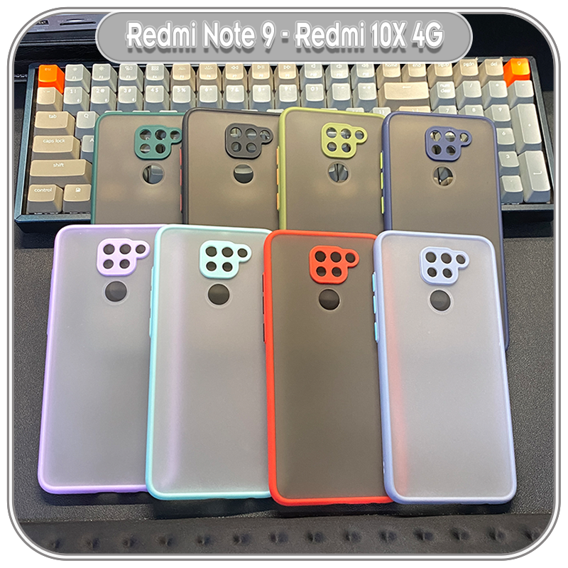 Ốp lưng cho Xiaomi Redmi Note 9 4G nhám viền màu che camera