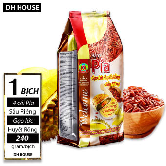 Bịch x 4 cái (240gr) Bánh Pía Sầu Riêng Gạo Lức Huyết Rồng Trứng Muối Mỹ Ngọc (Date: 60 ngày)