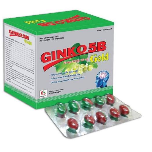 Bổ não tăng cường trí nhớ GINKO 5B GOLD - Giúp bổ khí huyết tăng cường tuần hoàn não