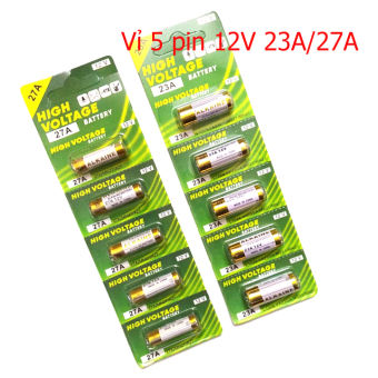 1 vỉ 5 viên pin ALKALINE 23A 27A 12V Pin điện áp cao cho Chìa khóa điện, điều khiển cửa cuốn, chuông cửa, báo động