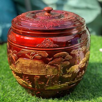 Giỏ ủ ấm tích 1,5L nhựa Minh Hải - Giành tích ủ ấm, Giỏ ủ ấm trà họa tiết Đồng Quê