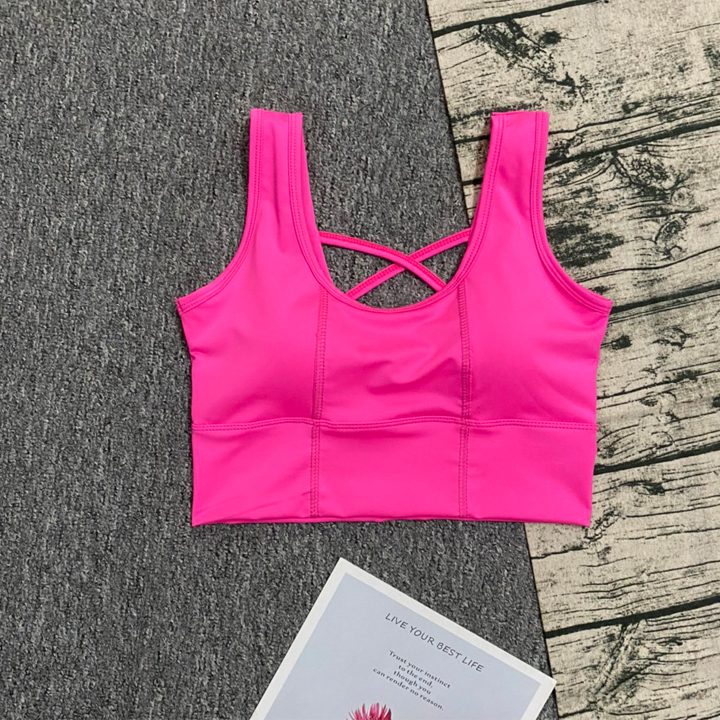 Áo bra tập Gym Yoga chất thun 4 chiều 2 dây đan chéo sau lưng