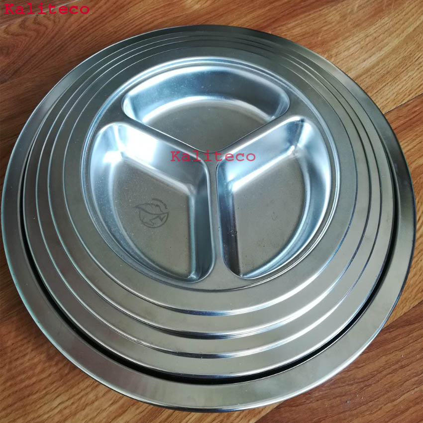 Khay đựng cơm inox tròn 3 ngăn tiện dụng 20cm 24cm 26cm 28cm