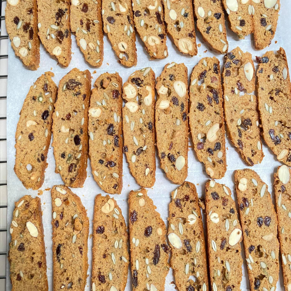 Biscotti nguyên cám siêu hạt, bánh mì nướng ăn kiêng, biscotti hạnh nhân-không đường, heathy, ăn kiêng, giảm cân