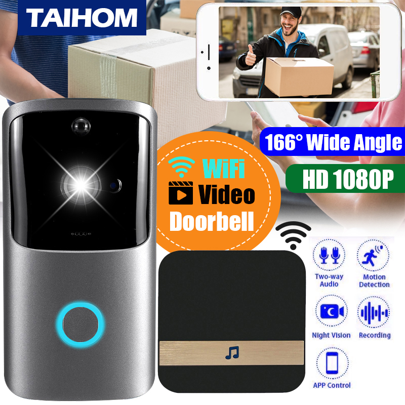 TAIHOM Hệ Thống Liên Lạc Video IP Thông Minh Chuông Cửa Điện Thoại Video WIFI Chuông Cửa Camera Chuông Cửa WIFI Camera An Ninh Không Dây Báo Động Hồng Ngoại