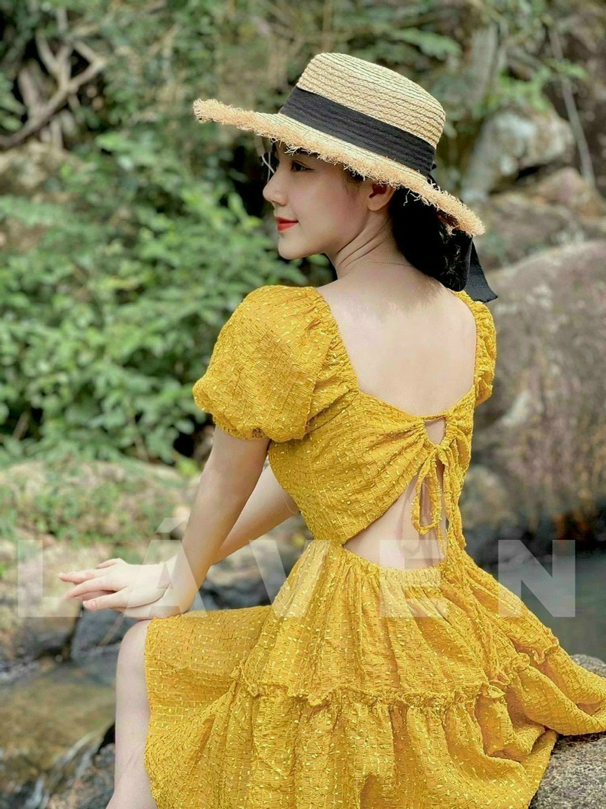 Đầm hở lưng có mút ngực,đầm xòe dự tiệc tay phồng hot hit ,đầm cổ vuông dãng xoè, đầm đan dây lưng siêu dễ thương thời trang